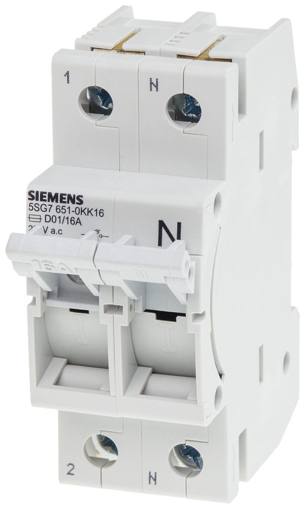 SIEMENS - SIE5SG76510KK16 SEZ.SC.MINIZED D01 16A 1P+N FUS. 2-16A