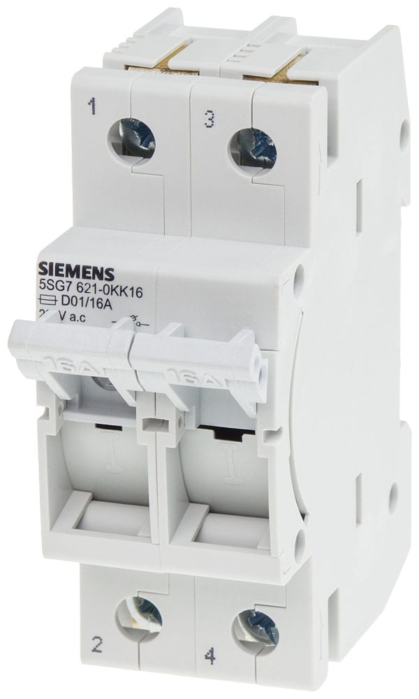 SIEMENS - SIE5SG76210KK16 MINIZED, sezionatore sottocarico a fusibili, D01, a 2 poli, In: 16 A, Un AC: 400 V