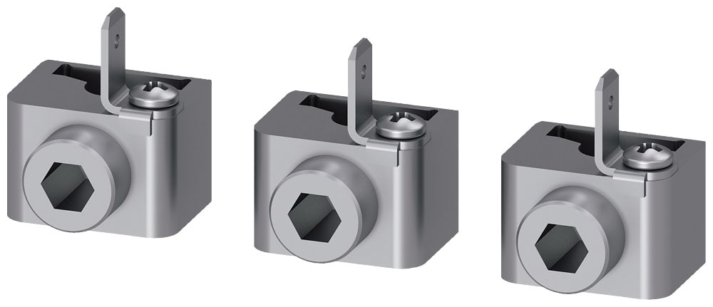 SIEMENS - SIE3VA91330JG10 Morsetto di collegamento per conduttore tondo, con attacco per conduttore ausiliario, 3 pezzi, accessorio per: 3VA4/5