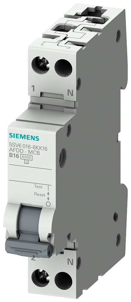 SIEMENS - SIE5SV60167KK06 Combinazione Arc Fault Detection Device-interruttore automatico 230 V, 6 kA, 1+N, C, 6 A compatta (1 UM)