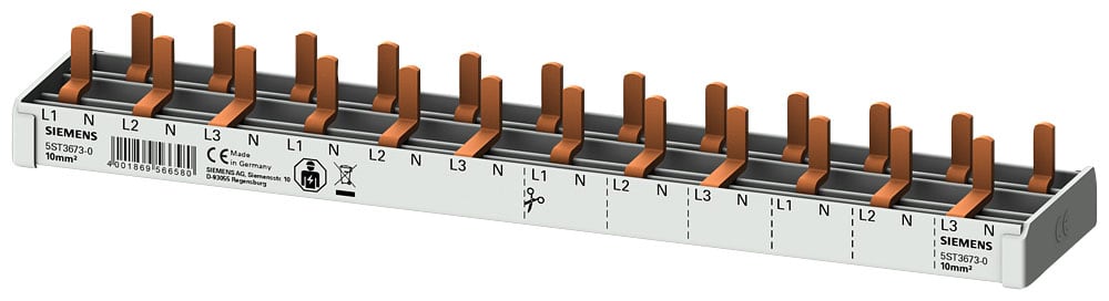 SIEMENS - SIE5ST36730 Sbarra di collegamento a punte 10mm², quadrifase, 12x (1 fase+N), 218mm