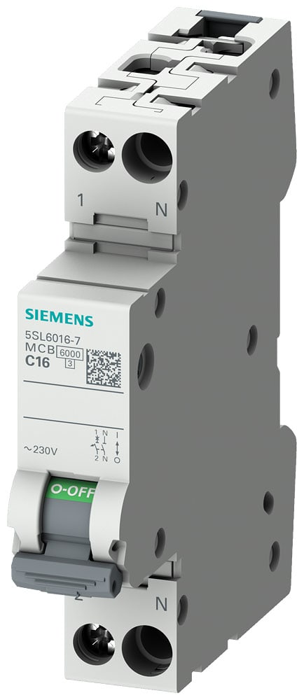 SIEMENS - SIE5SL60087 Interruttore magnetotermico 230 V 6 kA, a 1+N poli /1 UM C8