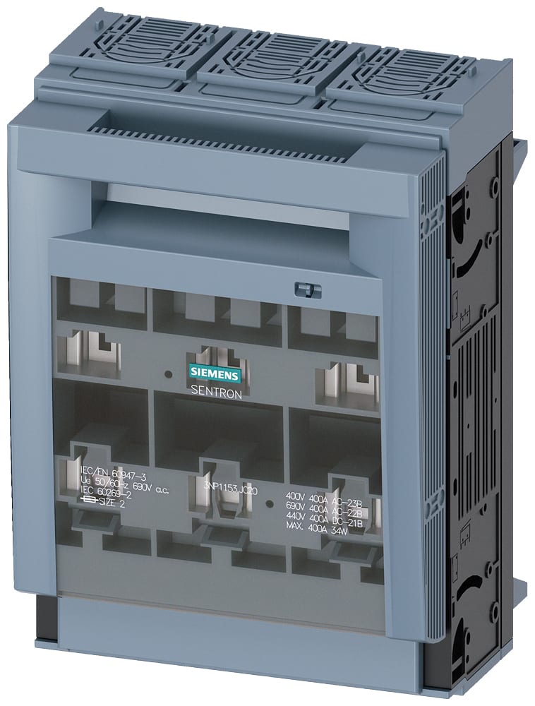 SIEMENS - SIE3NP11531JC20 SENTRON, Sezionatore sottocarico a fusibili 3NP1, a 3 poli, NH2, 400 A