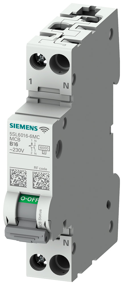 SIEMENS - SIE5SL60167MC Interruttore magnetotermico 5SL6 COM, funzione di misura, comunicazione, 230 V 6 kA, 1+N, C, 16 A