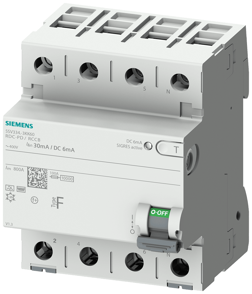 SIEMENS - SIE5SV33463KK60 DIFF. TIPO F EV 6MA DC 63A 4P 30MA 4UM
