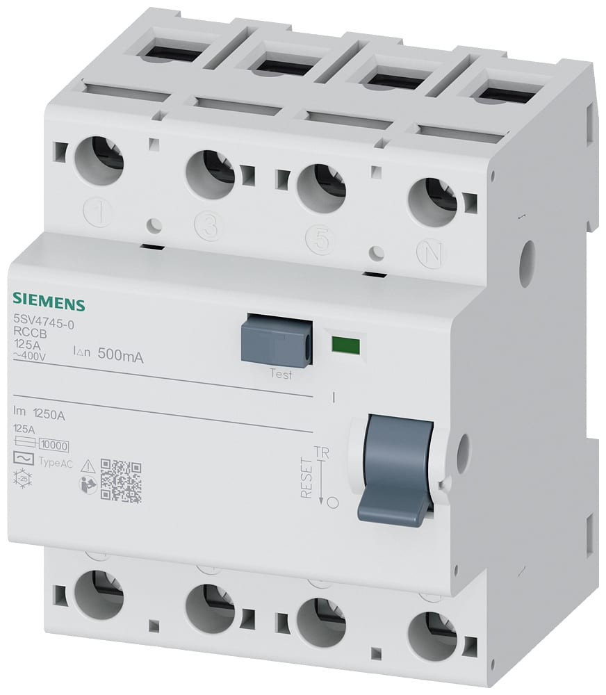 SIEMENS - SIE5SV47450 DIFF. NON ACC. 4P 125A 0,5A TIPO AC