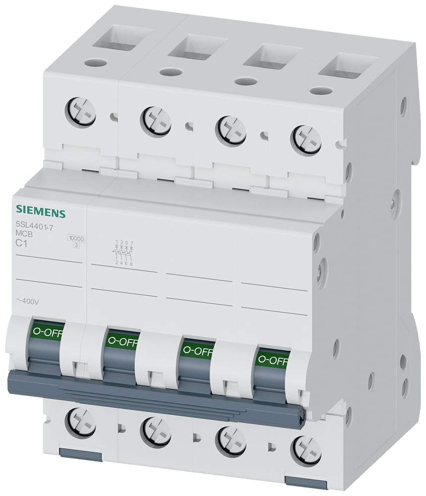 SIEMENS - SIE5SL44017 Interruttore magnetotermico 400 V 10 kA, a 4 poli, C, 1 A