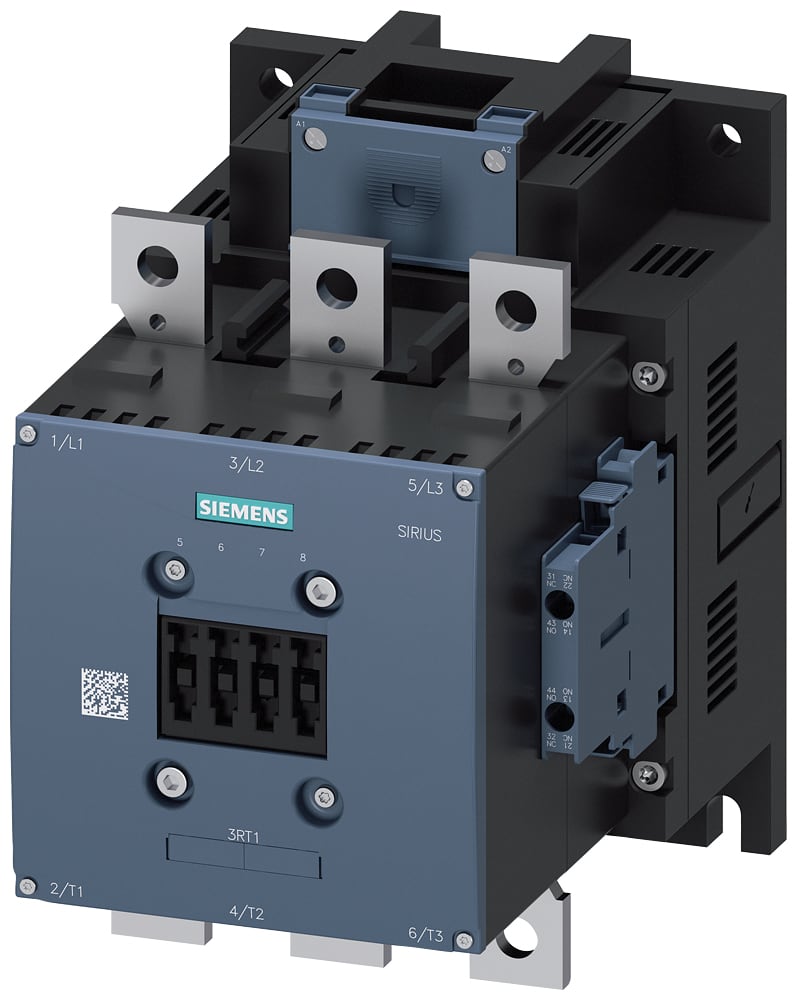 SIEMENS - SIE3RT10646AB36 Contattore, AC-3e, 225 A/110 kW/400 V, a 3 poli, AC/DC 23 ... 26 V, 2NO+2NC, sbarra di collegamento/morsetti a vite