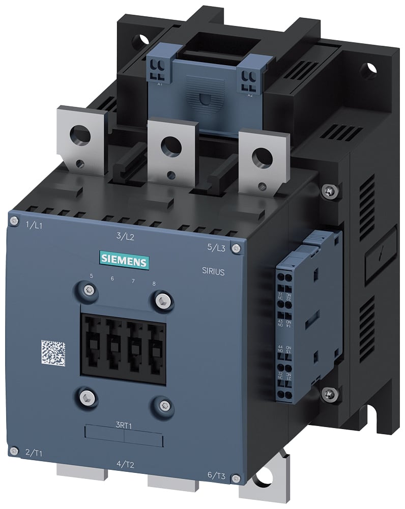 SIEMENS - SIE3RT10652AB36 Contattore, AC-3e, 265 A/132 kW/400 V, a 3 poli, AC/DC 23 ... 26 V, 2NO+2NC, sbarra di collegamento/morsetti a molla