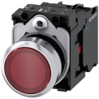 SIEMENS - SIE3SU11520AB201CA0 Pulsante, illuminato, 22 mm, rotondo, in metallo lucido, colore rosso, bottone, 1NC