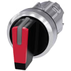SIEMENS - SIE3SU10522BN200AA0 Selettore, illuminabile, 22 mm, rotondo, in metallo lucido, colore rosso