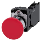 SIEMENS - SIE3SU11501BA203FA0 Pulsante a fungo, 22 mm, rotondo, in metallo lucido, colore rosso, 1NO+1NC