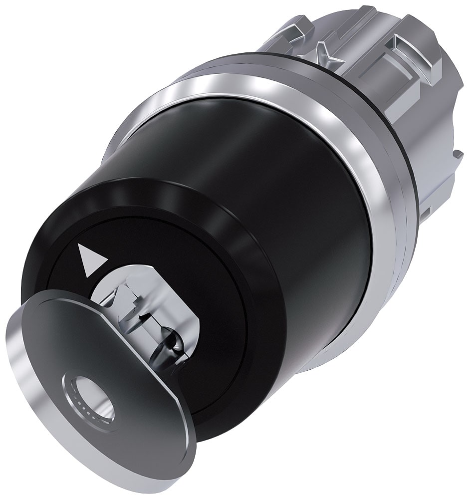 SIEMENS - SIE3SU10505TF010AA0 Selettore a chiave Siemens, B, 22 mm, rotondo, in metallo lucido, estrazione chiave O