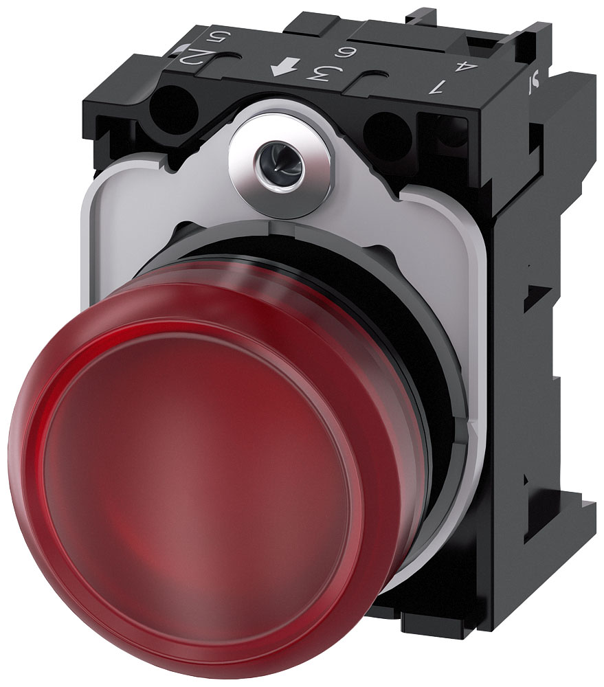 SIEMENS - SIE3SU11066AA201AA0 IND.LUM.ROSSO LENTE LISCIA LED 230V AC