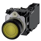 SIEMENS - SIE3SU11030AB301FA0 Pulsante, illuminato, 22 mm, rotondo, in plastica, colore giallo, 1NO+1NC, AC 110 V