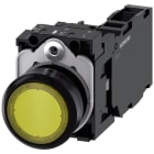 SIEMENS - SIE3SU11020AB301FA0 Pulsante, illuminato, 22 mm, rotondo, in plastica, colore giallo, 1NO+1NC, AC/DC 24