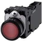 SIEMENS - SIE3SU11020AB201FA0 Pulsante, illuminato, 22 mm, rotondo, in plastica, colore rosso, 1NO+1NC, AC/DC 24