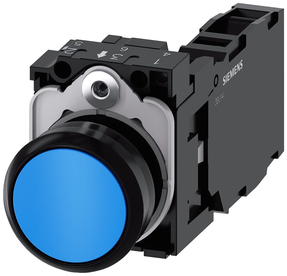 SIEMENS - SIE3SU11000AB501FA0 Pulsante, 22 mm, rotondo, in plastica, colore blu, bottone, 1NO+1NC