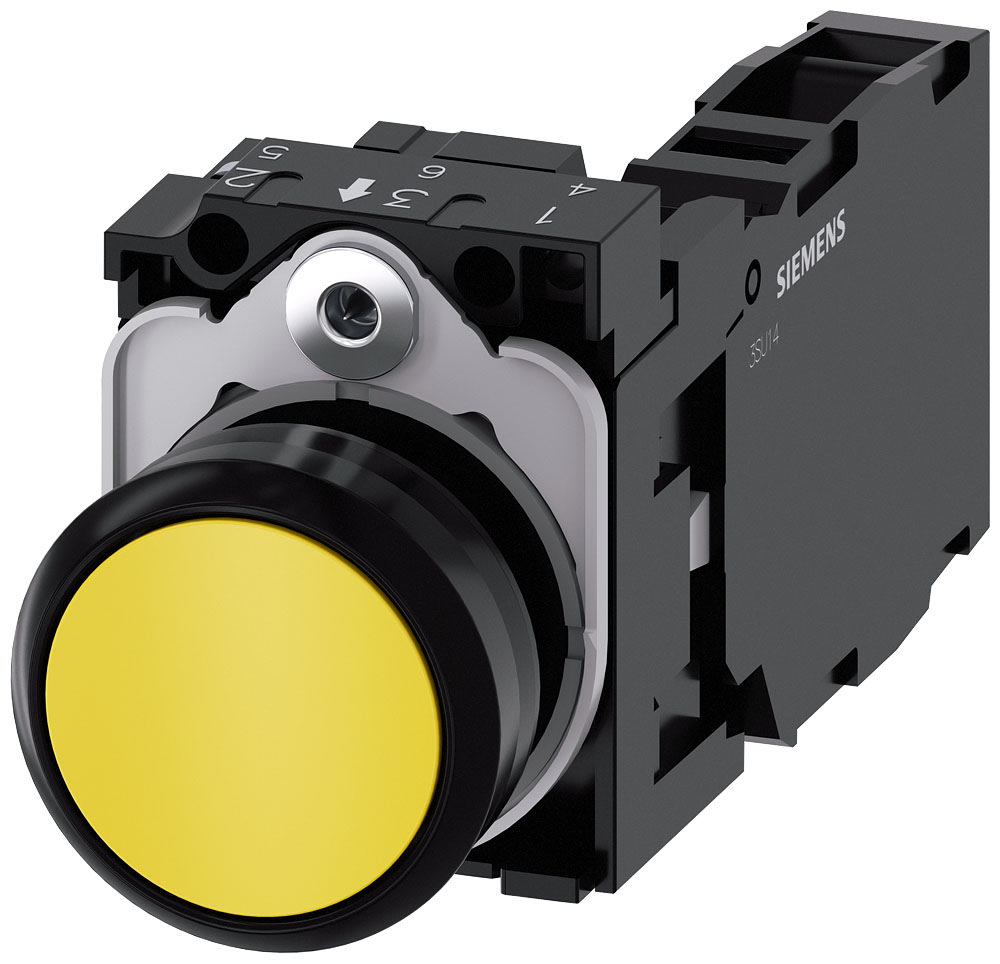 SIEMENS - SIE3SU11000AB301FA0 PULS. MOMENT.PLAST.GIALL 1NO+1NC VITE