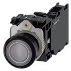 SIEMENS - SIE3SU11060AB703FA0 Pulsante, illuminato, 22 mm, rotondo, in plastica, trasparente, 1NO+1NC, AC 230 V