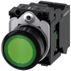 SIEMENS - SIE3SU11020AB403BA0 Pulsante, illuminato, 22 mm, rotondo, in plastica, colore verde, 1NO, AC/DC 24 V