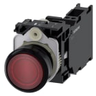 SIEMENS - SIE3SU11030AB203FA0 Pulsante, illuminato, 22 mm, rotondo, in plastica, colore rosso, 1NO+1NC, AC 110 V