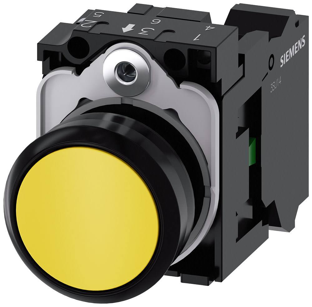 SIEMENS - SIE3SU11000AB303BA0 Pulsante, 22 mm, rotondo, in plastica, colore giallo, bottone, 1NO