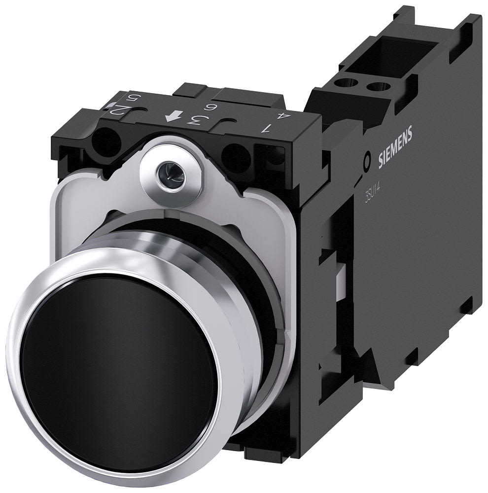 SIEMENS - SIE3SU11500AB103FA0 PULS.PIATTO MOMENT.MET.NERO 1NO+1NC MOLL