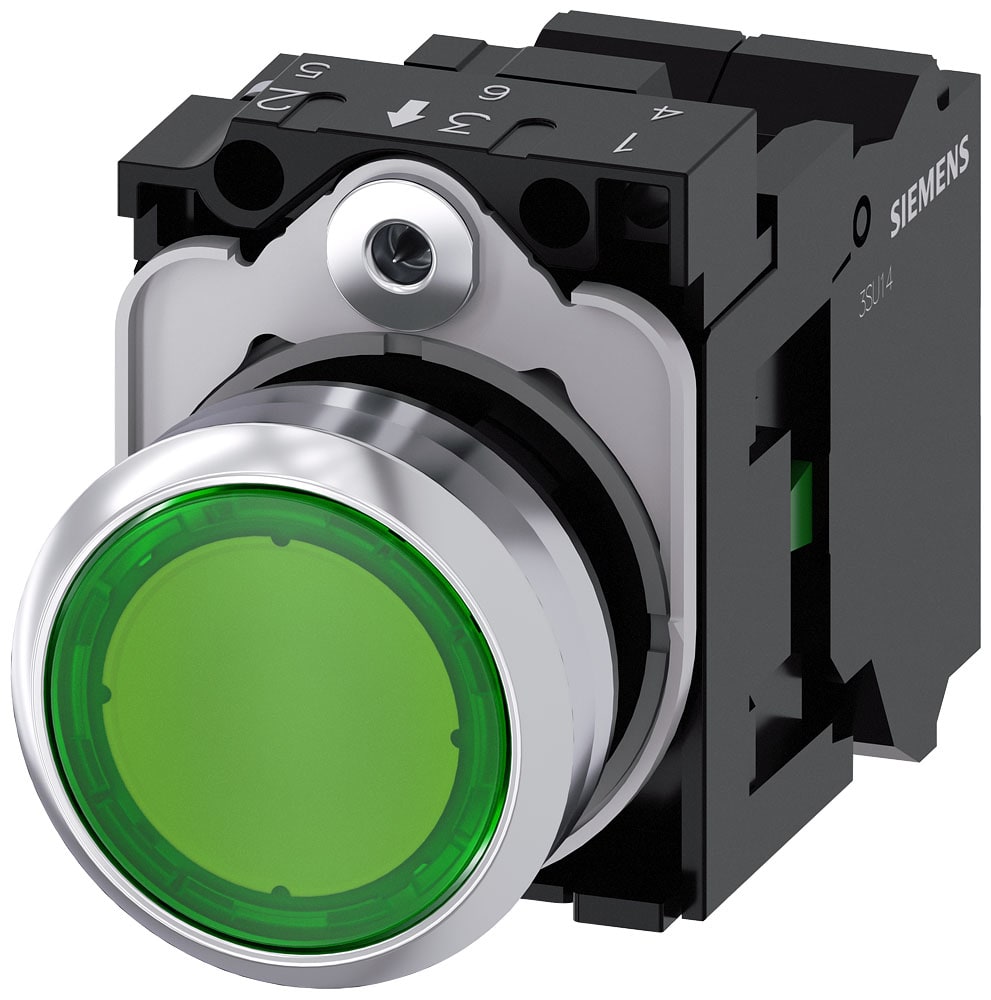 SIEMENS - SIE3SU11520AB403BA0 PULS.LUM. VERDE MOLLA LED 24V UC 1NA