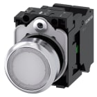 SIEMENS - SIE3SU11530AB603BA0 Pulsante, illuminato, 22 mm, rotondo, in metallo lucido, colore bianco, bottone, 1NO