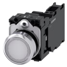 SIEMENS - SIE3SU11560AB603FA0 Pulsante, illuminato, 22 mm, rotondo, in metallo lucido, colore bianco, 1NO+1NC