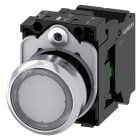 SIEMENS - SIE3SU11520AB703BA0 Pulsante, illuminato, 22 mm, rotondo, in metallo lucido, trasparente, bottone, 1NO