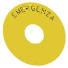SIEMENS - SIE3SU19000BC310JA0 Targhetta con dicitura rotonda per pulsante a fungo di ARRESTO DI EMERGENZA, colore giallo, diametro esterno 75 mm, diametro interno 23 mm