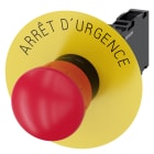 SIEMENS - SIE3SU11001HB201FJ0 Pulsante a fungo di ARRESTO DI EMERGENZA, 22 mm, rotondo, in plastica, colore rosso, 1NO+1NC