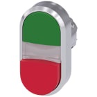 SIEMENS - SIE3SU10513BB420AA0 Pulsante doppio, illuminato, 22 mm, rotondo, in metallo lucido, colore verde, rosso