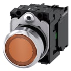 SIEMENS - SIE3SU11520AB001BA0 Pulsante, illuminato, 22 mm, rotondo, in metallo lucido, colore ambra, bottone, 1NO