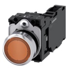 SIEMENS - SIE3SU11530AB001FA0 Pulsante, illuminato, 22 mm, rotondo, in metallo lucido, colore ambra, bottone, 1NO+1NC