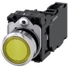SIEMENS - SIE3SU11520AB301FA0 Pulsante, illuminato, 22 mm, rotondo, in metallo lucido, colore giallo, bottone, 1NO+1NC
