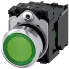SIEMENS - SIE3SU11530AB401BA0 Pulsante, illuminato, 22 mm, rotondo, in metallo lucido, colore verde, bottone, 1NO