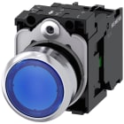 SIEMENS - SIE3SU11520AB501BA0 Pulsante, illuminato, 22 mm, rotondo, in metallo lucido, colore blu, bottone, 1NO