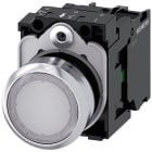 SIEMENS - SIE3SU11520AB601BA0 Pulsante, illuminato, 22 mm, rotondo, in metallo lucido, colore bianco, bottone, 1NO