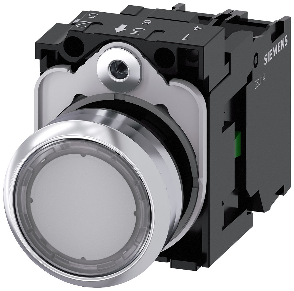 SIEMENS - SIE3SU11520AB701BA0 PULS.LUM.PIATTO TRASP.LED 24V UC 1NA