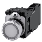 SIEMENS - SIE3SU11560AB701FA0 Pulsante, illuminato, 22 mm, rotondo, in metallo lucido, colore bianco, 1NO+1NC