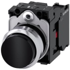 SIEMENS - SIE3SU11500BB101CA0 Pulsante, 22 mm, rotondo, in metallo lucido, colore nero, bottone, 1NC