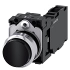 SIEMENS - SIE3SU11500BB101FA0 Pulsante, 22 mm, rotondo, in metallo lucido, colore nero, bottone, 1NO+1NC