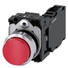 SIEMENS - SIE3SU11500BB201FA0 Pulsante, 22 mm, rotondo, in metallo lucido, colore rosso, bottone, 1NO+1NC