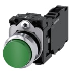 SIEMENS - SIE3SU11500BB401FA0 Pulsante, 22 mm, rotondo, in metallo lucido, colore verde, bottone, 1NO+1NC