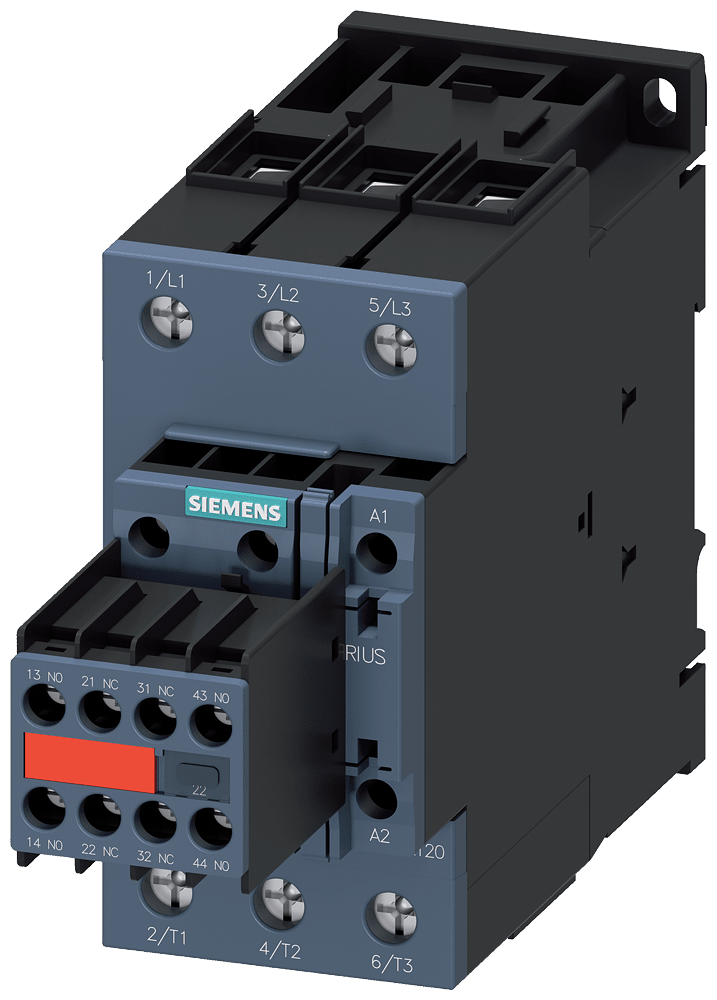SIEMENS - SIE3RT20371NB343MA0 Contattore, AC-3e, 65 A/30 kW/400 V, a 3 poli, AC/DC 20 ... 33 V, 2NO+2NC, morsetti a vite