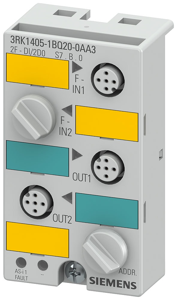 SIEMENS - SIE3RK14051BQ200AA3 Modulo compatto ASIsafe K45F, IP67, digitale, 2F-DI/2DO, 2 x ingressi sicuri Cat. 1/2