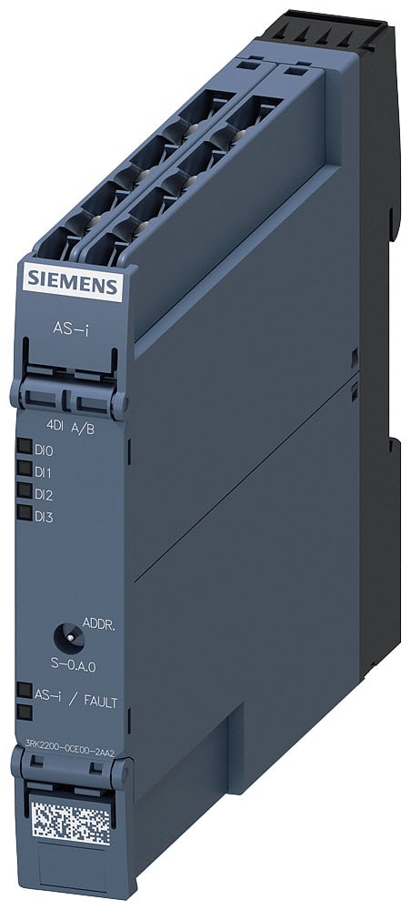 SIEMENS - SIE3RK22000CE002AA2 Modulo ASi SlimLine Compact A/B Slave 4DI, IP20, 4 x ingressi per sensori a 2 conduttori 17,5 mm
